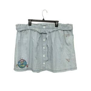 Disney Parks Cinderella Denim Chambray Patch Skirt Gus Gus Jack Size1x Plus